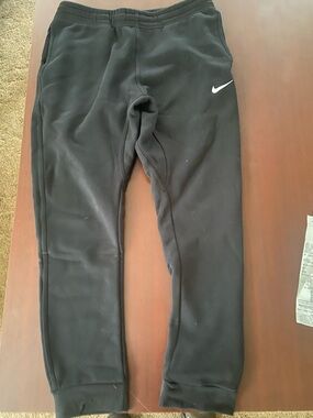 Nike Kids Black Jogger Sweatpants with White Swoosh